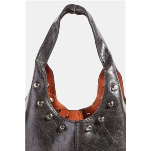 Fame Weathered Faux Leather And Studs Bucket Bag - Picture 2 of 3